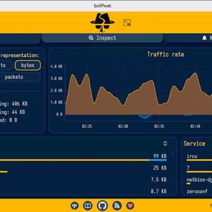 Anzeigen des aktuellen Datenverkehrs in Sniffnet.(Bild:  Joos)
