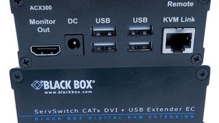 Der Servswitch CATx DVI-D + USB Extender EC überträgt laut Black Box über ein einziges CAT5e/6/7-Kabel Video- und Peripheriesignale verlustfrei über die Distanz von 100 Metern. (Bild: Black Box)