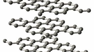 Graphit besteht aus Lagen von Kohlenstoffatomen, die in den Schichten eine regelmäßige Anordnung von Sechsecken bilden. Die chemischen Bindungen innerhalb der Lagen sind rund 50 mal stärker als zwischen den Schichten. Auf ultrakurzen Zeitskalen verhält sich Graphit wie ein Halbleiter.  (Bild: MBI)