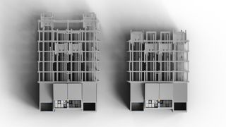 Blick auf die kompekte Arbeitsstatin Fusionport Staging von oben. Gleich zwei Aufträge könnten damit ergonomisch kommissioniert und die Auftragsbehälter im angeschlossenen Bereitschaftslager gepuffert werden. Fusionport und Fusionport Staging verfügen über visuelle Kommissionierhilfen. (Bild: Autostore)