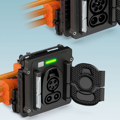 Phoenix Contact hat die Ladesteuerung direkt in ein CCS-Inlet integriert. (Bild: Phoenix Contact)