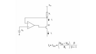Bild 1: Basisschaltung eines Spannungs/Strom-Wandlers. Der Wandler liefert Strom nur in eine Richtung. β ist der Stromverstärkungsfaktor von Q1. (Bild: Analog Devices)