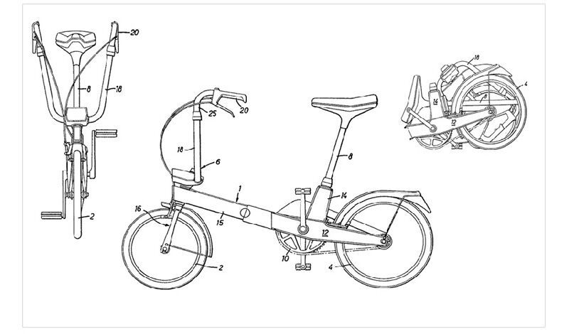 972 stellte Harry Bickerton ein Klapprad (Patent GB 1 460 565 A) vor.  (Bild: frei lizensiert)