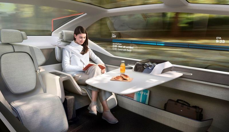 Fahren statt Fliegen: Mit dem Volvo 360c wird das Reisen der Zukunft illustriert. (Volvo)
