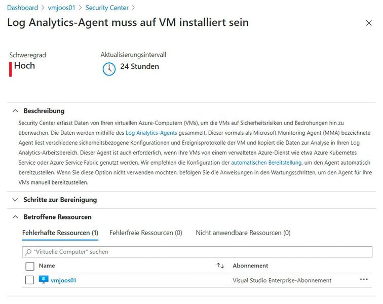 Umsetzen von Anleitungen zum Verbessern der Sicherheit einer VM. (Bild: Joos)