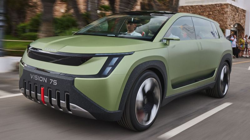 Das Serienfahrzeug der Studie Skoda Vision 7S soll 2026 auf den Markt kommen. (Bild: Skoda)