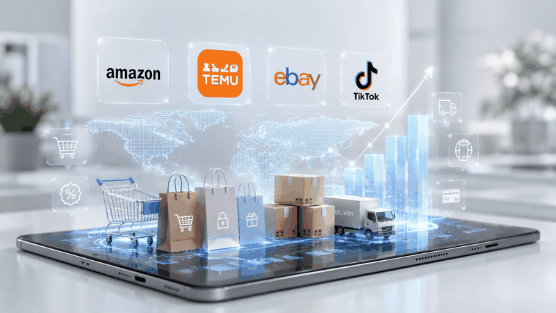 Futuristische Darstellung des globalen E-Commerce-Marktes (Symbolbild)(Bild:)