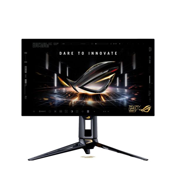 Der Gaming-Monitor ROG Swift OLED PG27AQWP-G Edition 20 hat eine transparente Rückseite und verfügt über ein 26,5 Zoll großes WOLED-Panel. (Bild: Asus)