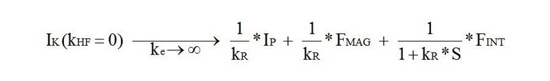 Vereinfachte Formel: Nimmt man die Leerlaufverstärkung der Elektronik als unendlich an und vernachlässigt man den HF-Pfad (transformatorische Kopplung), so vereinfacht sich die Übertragungsfunktion zu dieser Formel. (Bild: VAC)