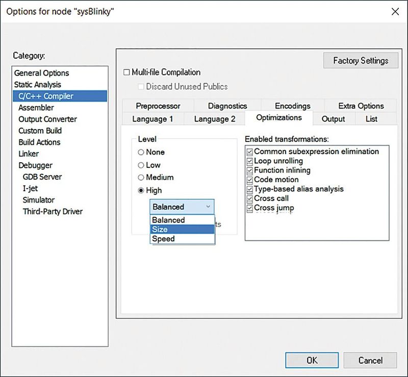 Bild 2: Compiler-Optimierungen mit verschiedenen Transformationen.