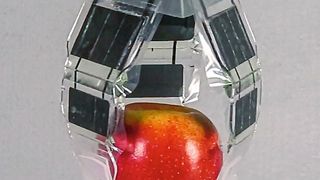 Dieser einfach aufgebaute und schnell herstellbare dreiarmige elektrohydraulische Greifer garantiert den schnellen und sicheren Zugriff von leichten Objekten.  (Bild: (N. Kellaris et al., Adv. Sci. 8, 2100916 (2021))