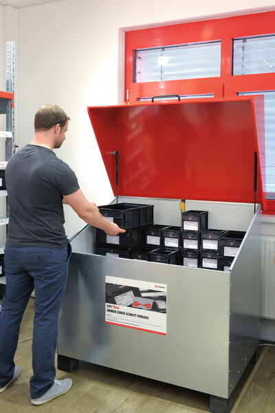 Die RFID-Palettenbox (I-Box) ist das Herzstück der Würth-Logistiklösung. (Bild: Siemens)