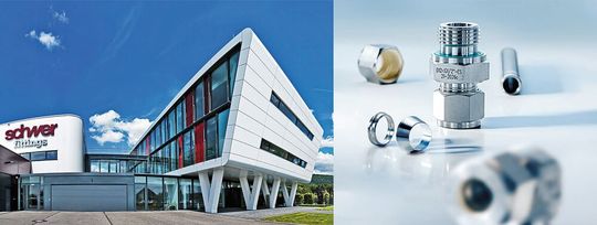 Schwer Fittings fertigt hochwertige Produkte für individuelle Bereiche der Industrie. Bis heute zählt das Unternehmen 14 Tochterfirmen und ca. 400 Mitarbeitende weltweit.(Bild:  Schwer Fittings)