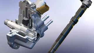 Neue Hochdruckpumpe und Magnetventilinjektor für den Volkswagen Polo Bluemotion. Bild: Delphi (Archiv: Vogel Business Media)