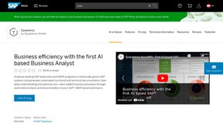 Die Sysparency GmbH bringt einen digitalen SAP-Berater auf den Markt, der auf KI-Technologie basiert. Es ist ein Anfang.  (Bild: Sysparency GmbH)