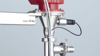 Flux-Exzenterschneckenpumpe mit Lagerflansch und integriertem Impulsgeber für indirektes, berührungsloses Messen. (Bild: Flux-Geräte)