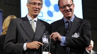 NovImmune ist diesjähriger Gewinner des diesjährigen EUROPEAN BIOTECHNICA AWARD: Jack Barbut, CEO (links), und Dr. Luca Bolliger, Director Business Development nahmen den Preis entgegen.  (Bild: Deutsche Messe)