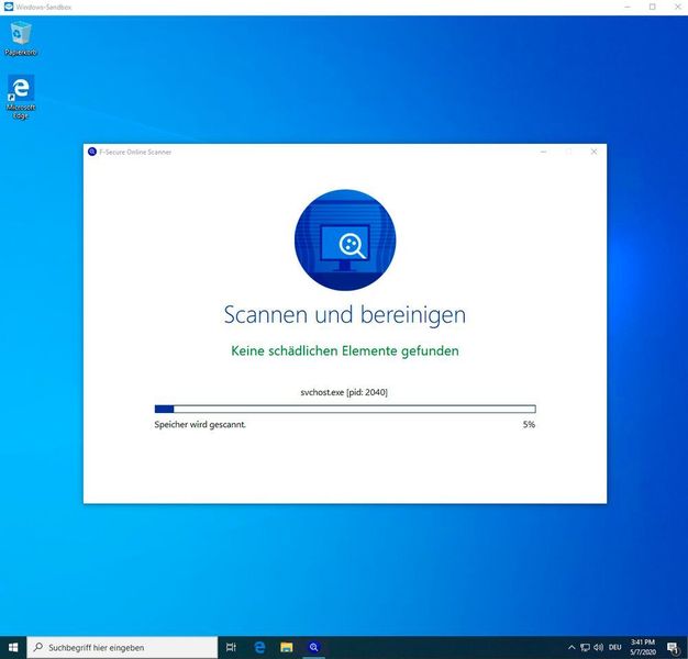 In der Windows Sandbox lassen sich Anwendungen installieren, auch Viren-Tests. (Joos)