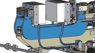 Bild 1: Die Werkzeugschließeinheit mit Hybridantrieb ermöglicht hohe Dynamik, Schnelligkeit und hubunabhängigen Kraftaufbau bei der Werkzeugschließung. Dazu kommen hohe Energieeffizienz und niedrige Geräuschemissionen.  (Bild: Bekum)
