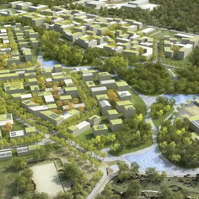 Visualisierung: Im Norden von Königs Wusterhausen soll ein großes Wohn- und Gewerbegebiet entstehen. (Bild: Tchoban Voss Architekten)