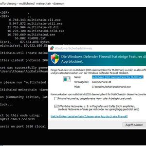 Erstellen einer neuen Blockchain in Windows. Hier muss auch die Firewall konfiguriert werden.(Bild:  Joos)