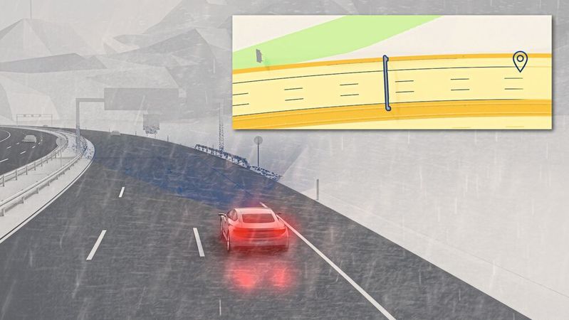 Hochauflösende Karten helfen dem automatisierten Auto bei der Orientierung.(Bild:  Bosch)