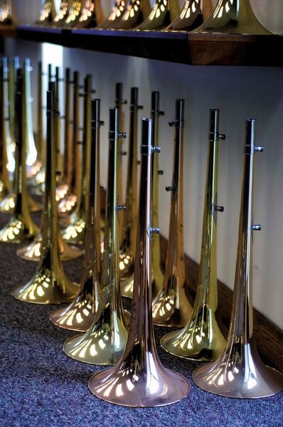 Assortiment de pavillons de trombones S.E. Shires. (Image: Haas Automation CNC) (Archiv: Vogel Business Media)
