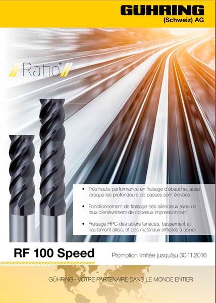 La « RF 100 Speeed » est en promotion jusqu'au 30 novembre 2016. L'occasion d'essayer cet outil surprenant à un prix très intéressant. (Gühring Suisse SA)