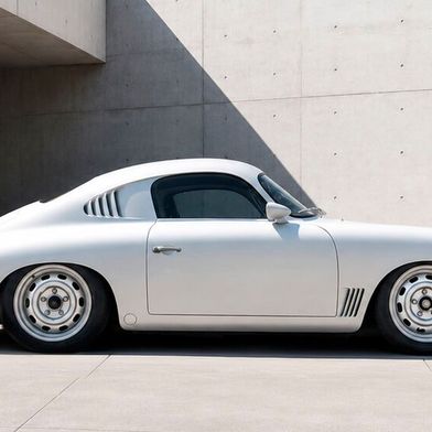 The aluminum body is created by combining traditional hand-forming techniques with state-of-the-art CAD and CNC engineering processes and is mounted on a fully restored and reinforced original 356A chassis. (Image: Ed Curtis/Pit Lane)