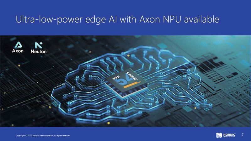 Einblick in die Architektur: Die nRF54-Serie kombiniert extrem stromsparende Edge-KI für Sensordaten mit der integrierten Axon NPU. (Bild: Nordic Semiconductor)