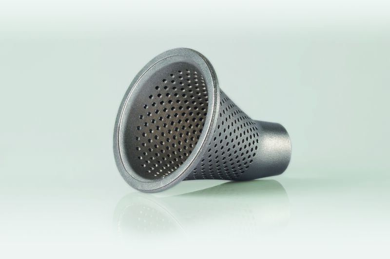 Bild 1: Edelstahl Rostfrei ist für den 3D-Metalldruck, der die Designflexibilität des 3D-Drucks mit den werkstofftypischen Eigenschaften von Metallen verbindet, ein bevorzugtes Material, wie bei diesem Sieb für die Verpackungsindustrie. (EOS)
