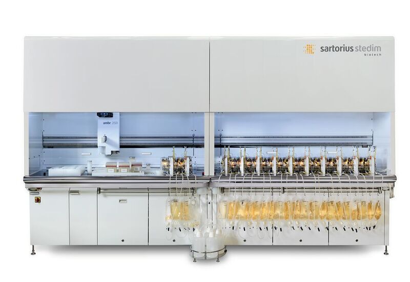 The ambr 250ht perfusion system has been specially designed for rapid cell culture perfusion process development to optimize production of therapeutic antibodies. (Sartorius)