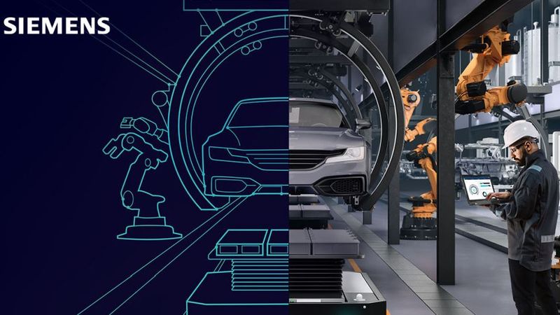 Virtual Manufacturing Engineering  vereint die digitale und die reale Welt: Produktionslinien werden virtuell  geplant, simuliert und validiert, bevor  sie physisch in Betrieb gehen.(Bild:  Siemens)
