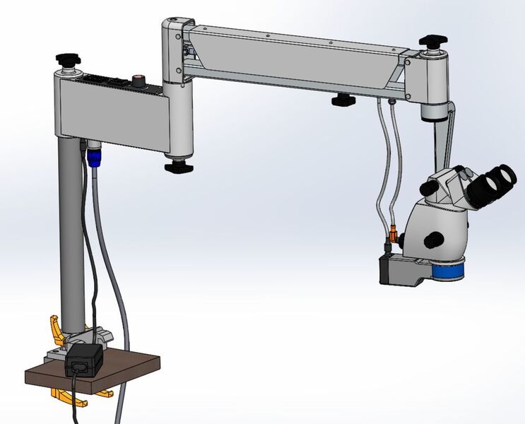 Mit über 80 % Normteilen wird das OP Mikroskop für HNO- und Augenärzte in Entwicklungsländern erschwinglich. (Cadenas)