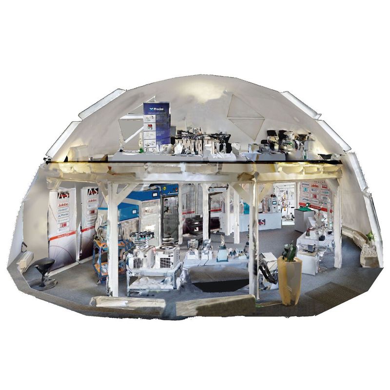 Der digitale Showroom der AS-Handelsvertretung zeigt eine interaktive 360° Ansicht mit zahlreichen Laborgeräten.