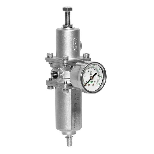 Der neue Edelstahl-Filterregler von Asco ist mit 1/4"-Anschluss verfügbar. (Bild:  Asco)
