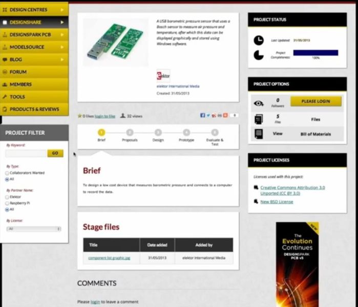 Designshare: Erweitert die Online-Plattform Designspark von Farnell um Projekt- und Ideenaustausch (Bild: RS Components)