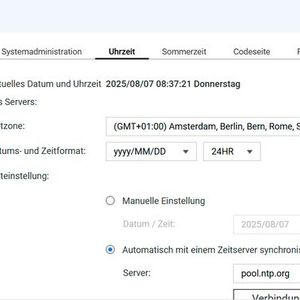 Die richtige Uhrzeit ist für den Beitritt in eine AD-Domäne wichtig. (Bild:  Joos | QNAP)
