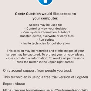 Die Anwender auf den betreuten Rechnern müssen dem Verbindungsaufbau zustimmen.(Bild:  Dr. Götz Güttich - GoTo)