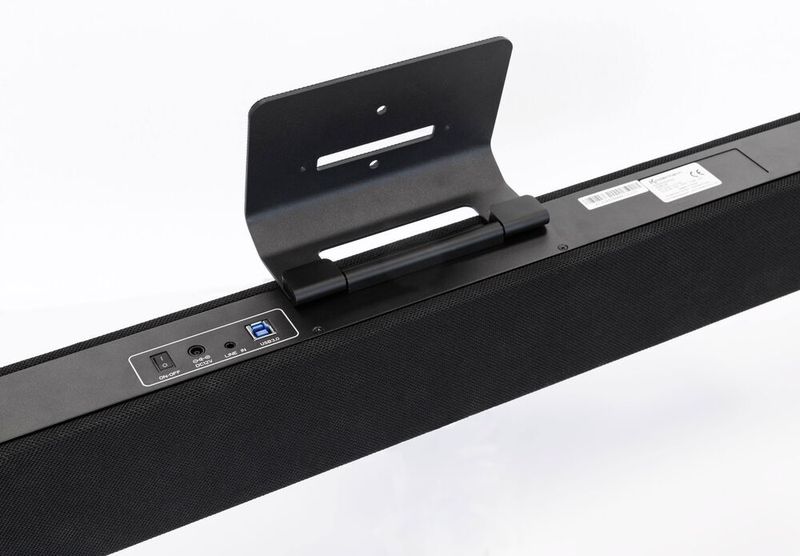 Die Verbindung zwischen der Videosoundbar und dem PC erfolgt per USB. Die Stromversorgung übernimmt ein externes Netzteil. (Kindermann)
