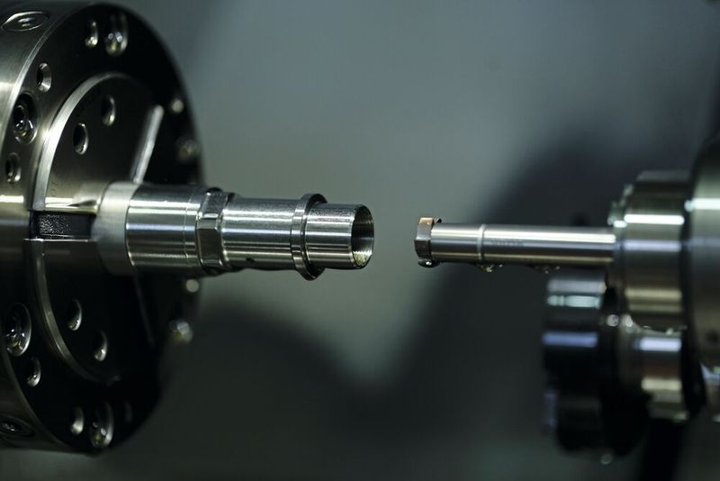 Im Bild sind das ab Stange gefertigte Bauteil und das stehende Reibwerkzeug zu sehen. (Bild: Matthias Böhm)