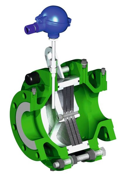 Die Gestaltung der korrosionsbeständigen Hastelloy-Sperrelemente im Inneren der Flammensperre stellt sicher, dass Druckverluste beim Durchfluss auf ein Minimum reduziert sind. (Bild: Bormann&NeupertbyBSB&B)