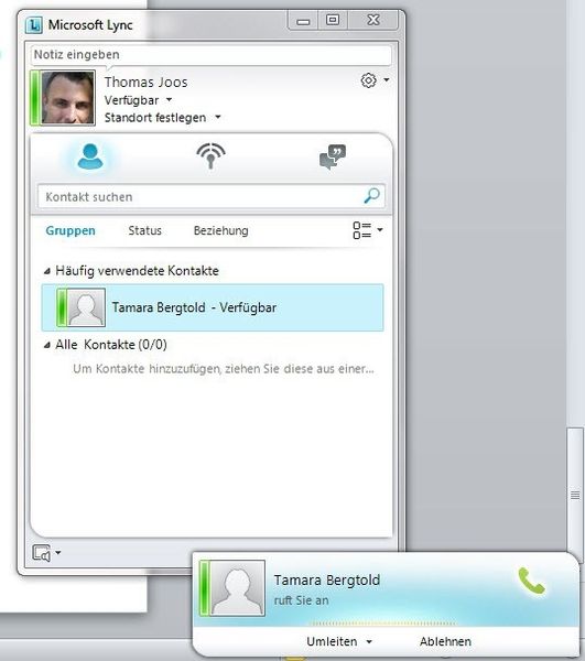 Abbildung 9: Neben Postfächern können Unternehmen beim Einsatz von Office 365 auch die Echtzeitkommunikation Lync nutzen. Die Funktionen aktivieren Administratoren in der Administrationsoberfläche von Office 365. Mit Lync in Office 365 können sich Benutzer gegenseitig auf dem Desktop verbinden, um gemeinsam zu arbeiten. (Bild: Joos)