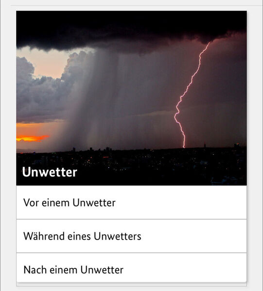 Notfalltipps bei Sturm, Hagel und Gewitter (NINA App/su)