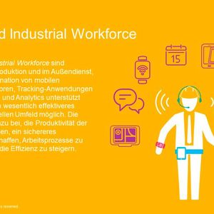 Durch die enge Verzahnung von Maschinen, künstlicher Intelligenz und den Mitarbeitern in der Fertigungsindustrie entsteht eine Connected Industrial Workforce.(Accenture)