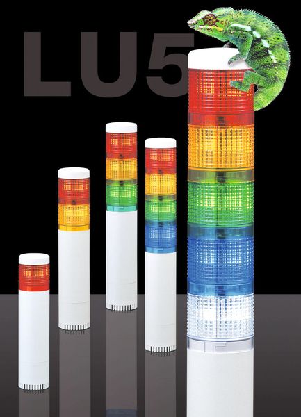 Die LU5-Signaltu¨rme sind auch mit akustischem Modul erhältlich. So ist eine maximale Aufmerksamkeit garantiert. (Bild: Patlite)