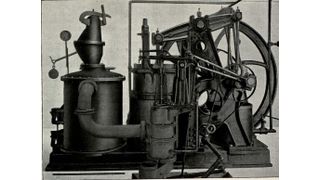 Bild 1: Diese Feuerluftmaschine von 1878, gefertigt von A & F Brown, New York, war 2,5 m hoch, 3,4 m breit und wog 10 t.  (Bild: Verfasser)