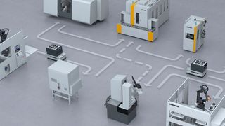 Fahrerlose Transportsysteme eröffnen neue Möglichkeiten bei der Vernetzung von Maschinen und Anlagen.  (Liebherr)