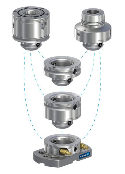 Mithilfe der unterschiedlichen Basis-, Stapel- und Direktspannmodule können die Spannsäulen individuell an das Werkstück angepasst werden. (Schunk)