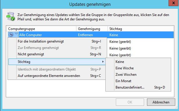 Um das Deinstallieren zu beschleunigen, wählen Administratoren nach der Genehmigung zum Deinstallieren die Option „Stichtag“ aus. Durch die Auswahl eines Tages in der Vergangenheit werden die Client-Computer die Aktualisierung so schnell wie möglich entfernen. (Bild: Thomas Joos)